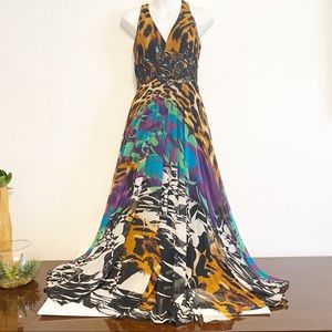 Alberto Makali leopard & multicolored maxi dress